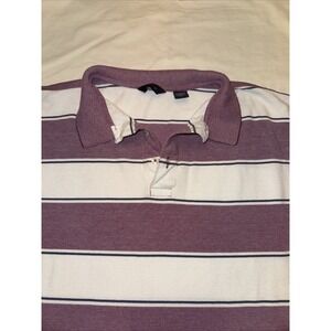 VINTAGE Izod Men Polo Shirt XLT White/Red/Blue Strip Short Sleeve Collar Casual